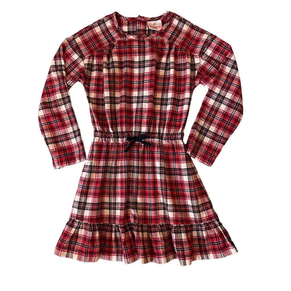 Hanna Andersson 130 8 Flannel Dress Red Plaid Cowgirl Blue Western Ranch Rodeo